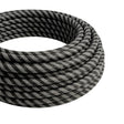 Cavo tessile rigato effetto seta – Grafite e nero carbone