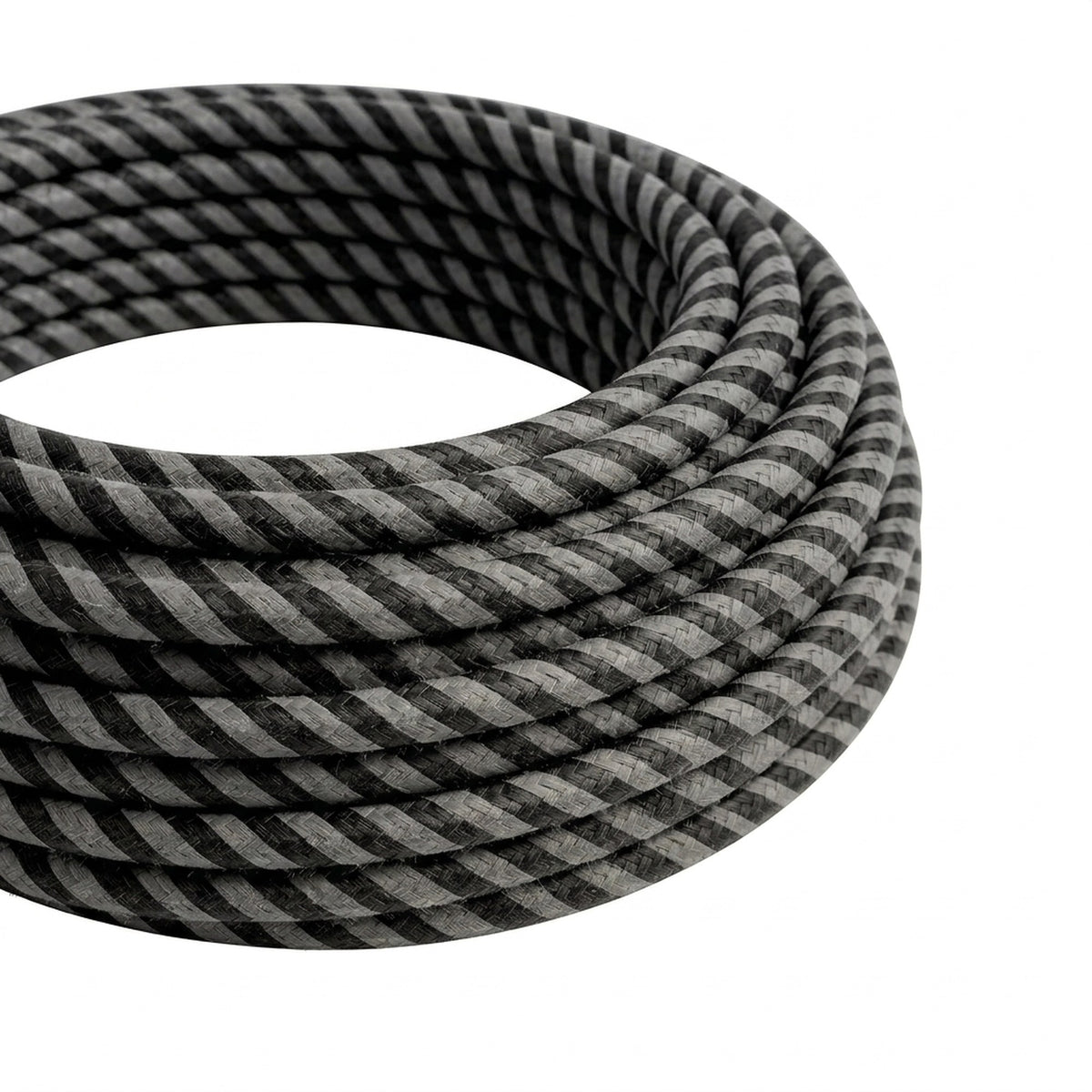 Cavo tessile rigato effetto seta – Grafite e nero carbone