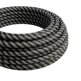 Cavo tessile rigato effetto seta – Grafite e nero carbone