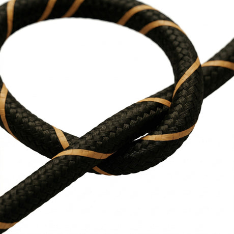 Cavo tessile rotondo rigato effetto seta – Nero e oro