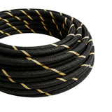 Cavo tessile rotondo rigato effetto seta – Nero e oro