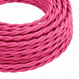Cavo elettrico tessile intrecciato, effetto seta rosa fucsia — vista 1