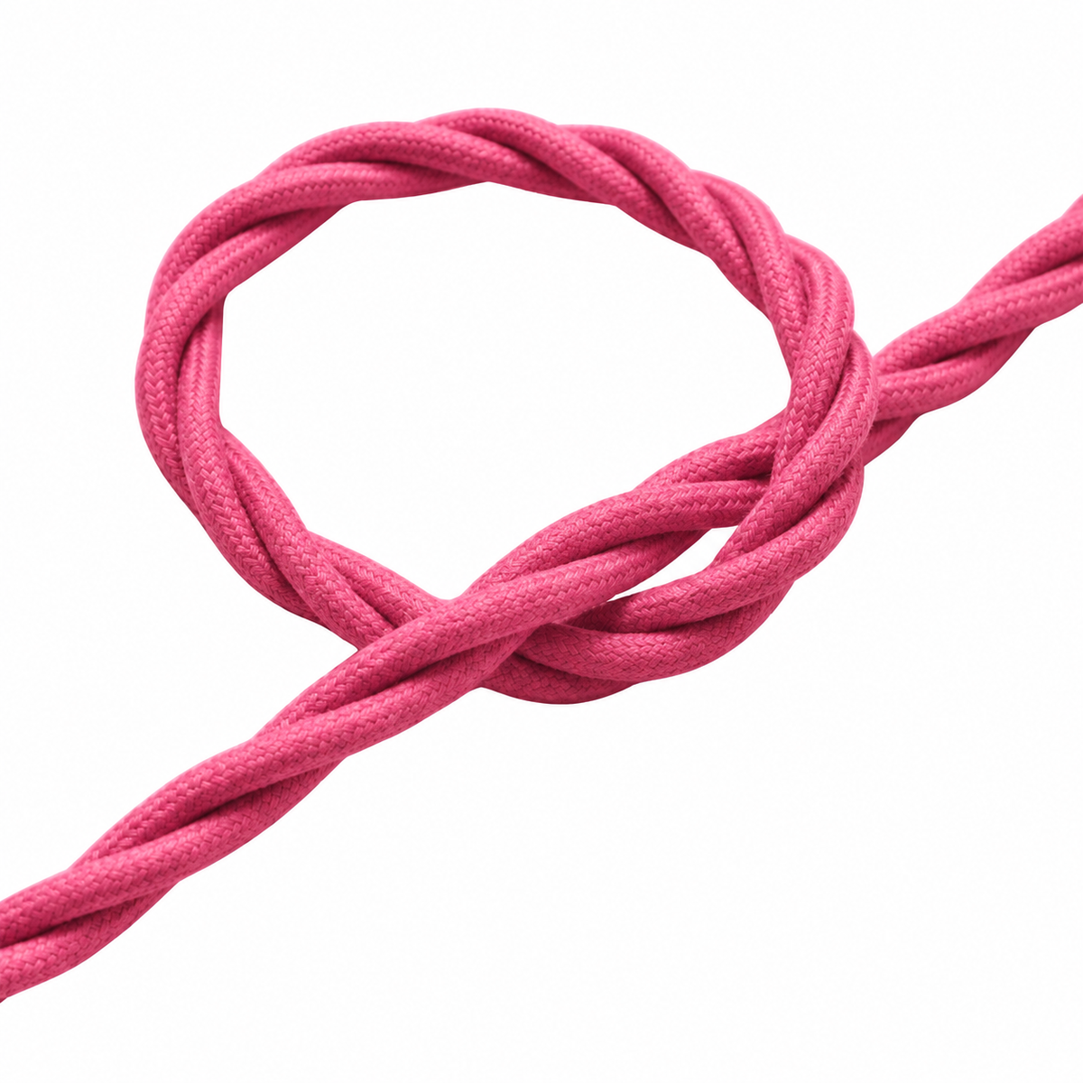 Cavo elettrico tessile intrecciato, effetto seta rosa fucsia — vista 2