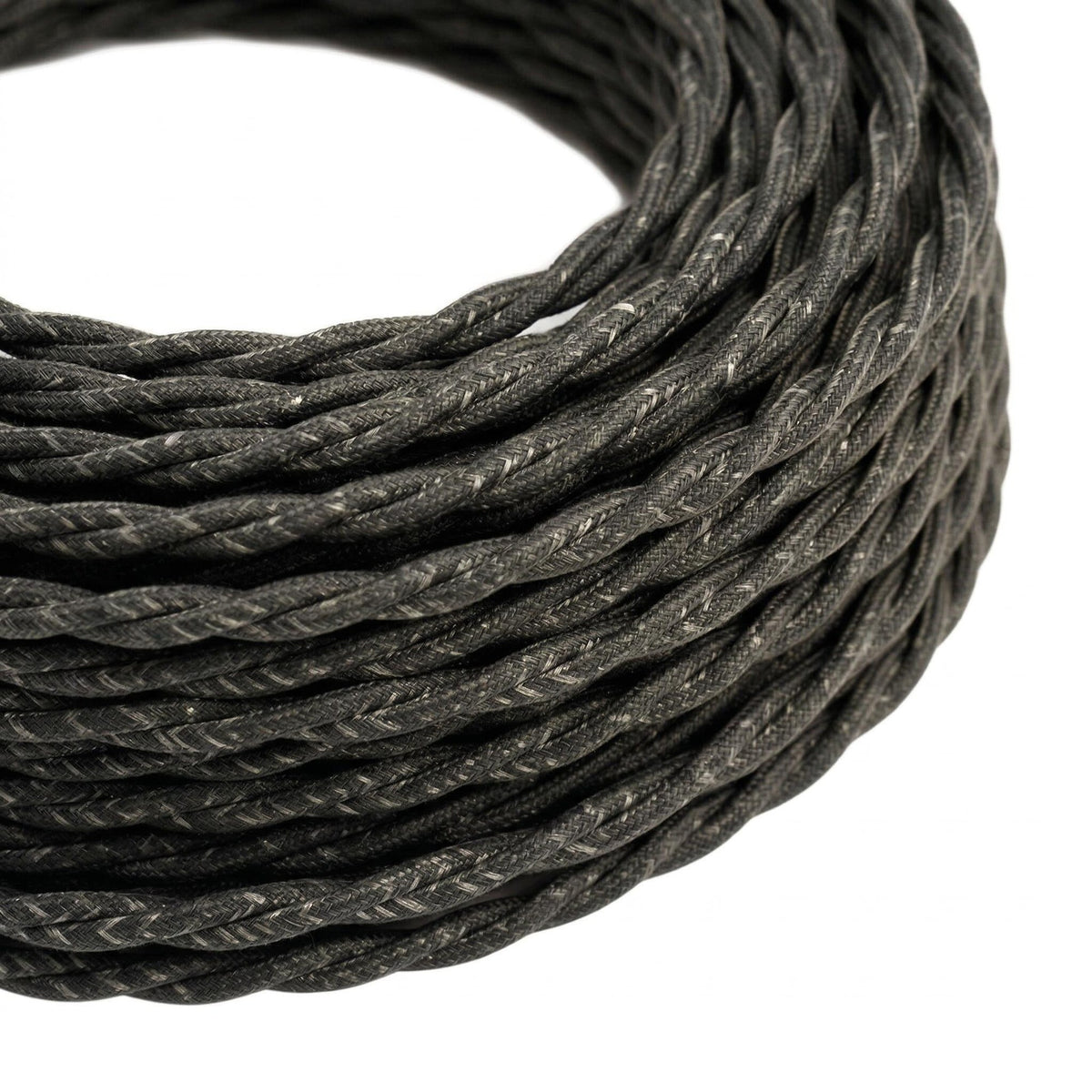 Cavo tessile intrecciato in lino naturale – Grigio antracite