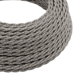 Cavo elettrico tessile intrecciato, lino naturale grigio — vista 1