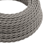 Cavo elettrico tessile intrecciato, lino naturale grigio — vista 1