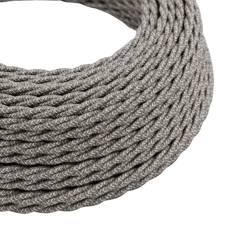 Cavo elettrico tessile intrecciato, lino naturale grigio — vista 1