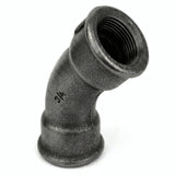 Coude grand rayon 45° F/F fonte noire - photo produit fond blanc 3