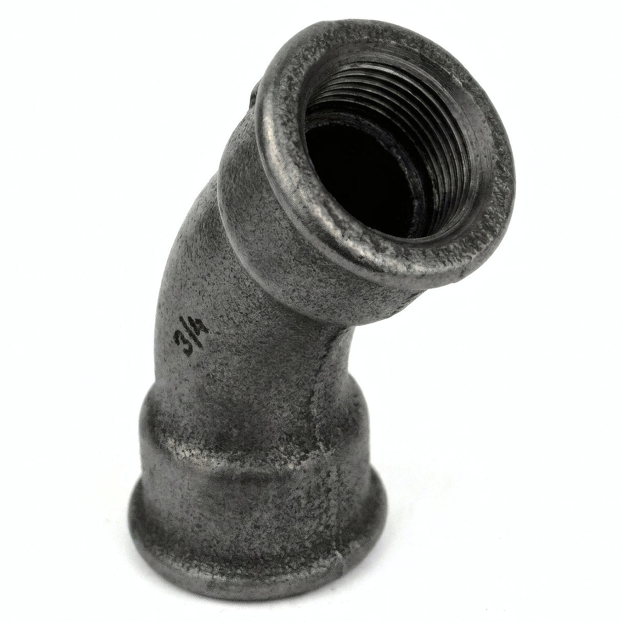 Coude grand rayon 45° F/F fonte noire - photo produit fond blanc 4