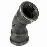 Coude grand rayon 45° F/F fonte noire - photo produit fond blanc 4