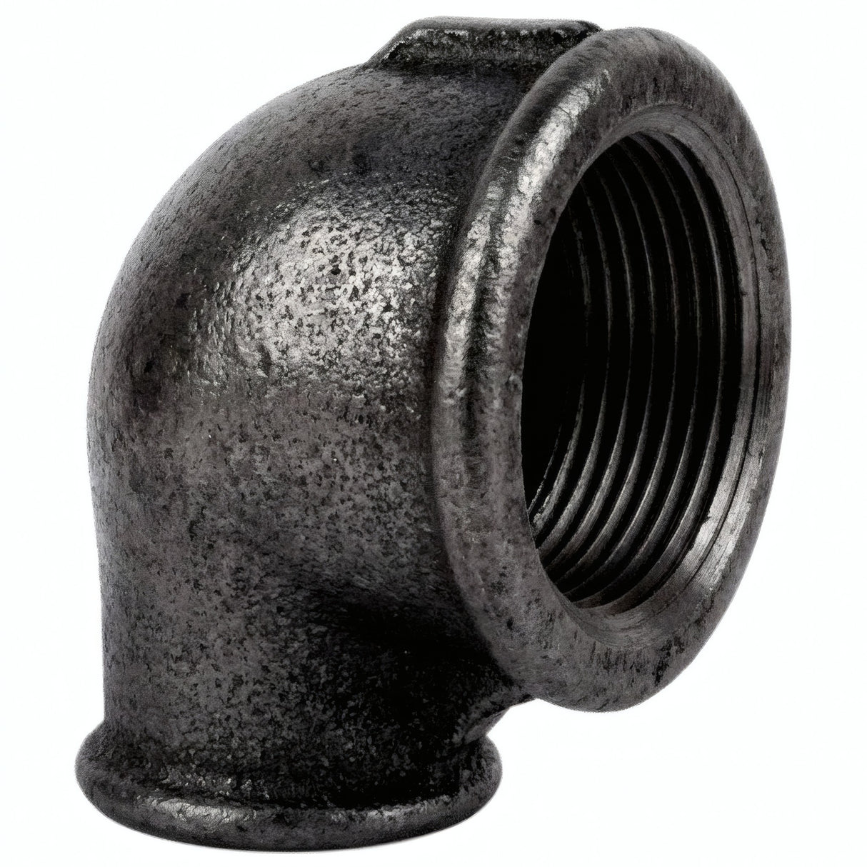 Coude petit rayon 90° réduit F/F fonte noire - photo produit fond blanc 2