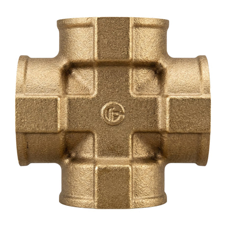 Croix égale femelle 4 sorties en laiton CW617N BSP - vue isométrique