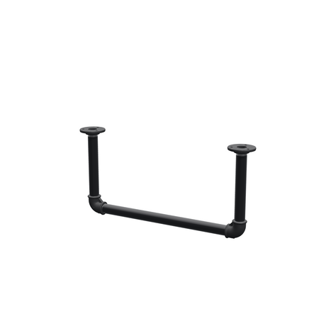 Appendiabiti da soffitto in tubo d'acciaio verniciato nero opaco Ø 27 mm — larghezza 46 cm, altezza sotto il soffitto 22 cm, vista di tre quarti su fondo bianco