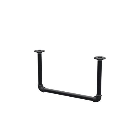 Appendiabiti da soffitto in tubo d'acciaio verniciato nero opaco Ø 27 mm — larghezza 46 cm, altezza sotto il soffitto 27 cm, vista di tre quarti su fondo bianco
