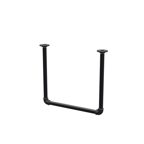 Appendiabiti da soffitto in tubo d'acciaio verniciato nero opaco Ø 27 mm — larghezza 46 cm, altezza sotto il soffitto 42 cm, vista di tre quarti su fondo bianco