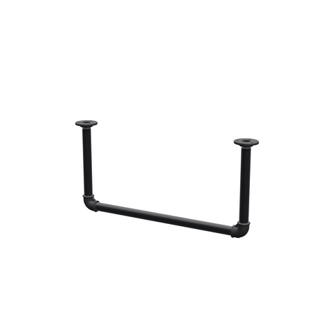 Appendiabiti da soffitto in tubo d'acciaio verniciato nero opaco Ø 27 mm — larghezza 56 cm, altezza sotto il soffitto 27 cm, vista di tre quarti su fondo bianco