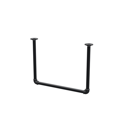 Appendiabiti da soffitto in tubo d'acciaio verniciato nero opaco Ø 27 mm — larghezza 56 cm, altezza sotto il soffitto 42 cm, vista di tre quarti su fondo bianco