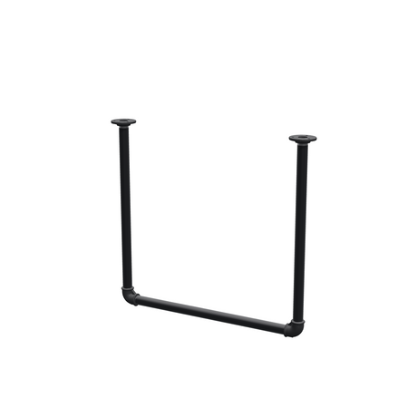 Appendiabiti da soffitto in tubo d'acciaio verniciato nero opaco Ø 27 mm — larghezza 56 cm, altezza sotto il soffitto 52 cm, vista di tre quarti su fondo bianco