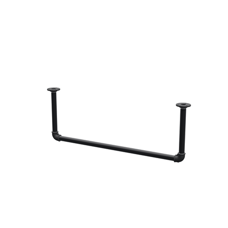 Appendiabiti da soffitto in tubo d'acciaio verniciato nero opaco Ø 27 mm — larghezza 76 cm, altezza sotto il soffitto 27 cm, vista di tre quarti su fondo bianco