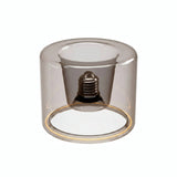 Lampadina LED donut E27 in vetro fumé, Ø 120 mm, vista leggermente dall'alto, sfondo bianco