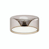 Lampadina LED donut E27 in vetro fumé, Ø 195 mm, spenta, attacco E27 incassato visibile, sfondo bianco