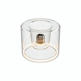 Lampadina LED donut E27 in vetro trasparente, Ø 120 mm, accesa, anello luminoso caldo, sfondo bianco