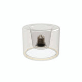 Lampadina LED donut E27 in vetro trasparente, Ø 120 mm, spenta, attacco E27 incassato visibile, sfondo bianco