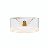 Lampadina LED donut E27 in vetro trasparente, Ø 195 mm, accesa, anello luminoso caldo, sfondo bianco