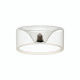 Lampadina LED donut E27 in vetro trasparente, Ø 195 mm, spenta, attacco E27 incassato visibile, sfondo bianco