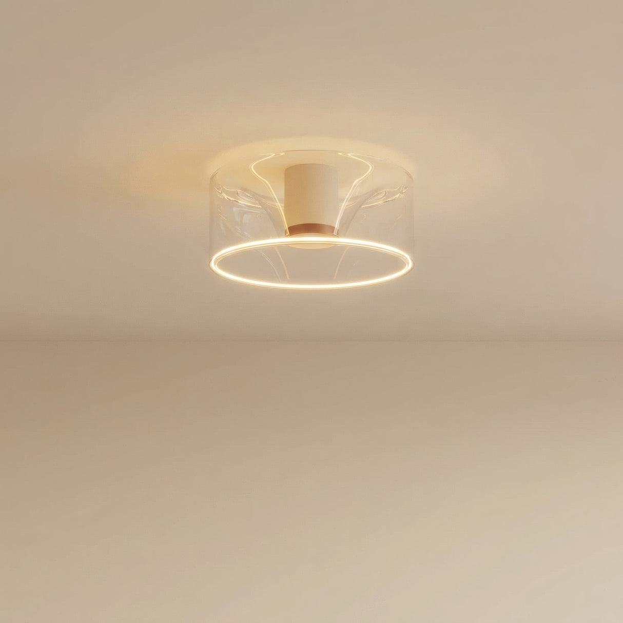 Lampadina LED donut E27 in vetro trasparente, Ø 195 mm, a soffitto, luce calda diffusa