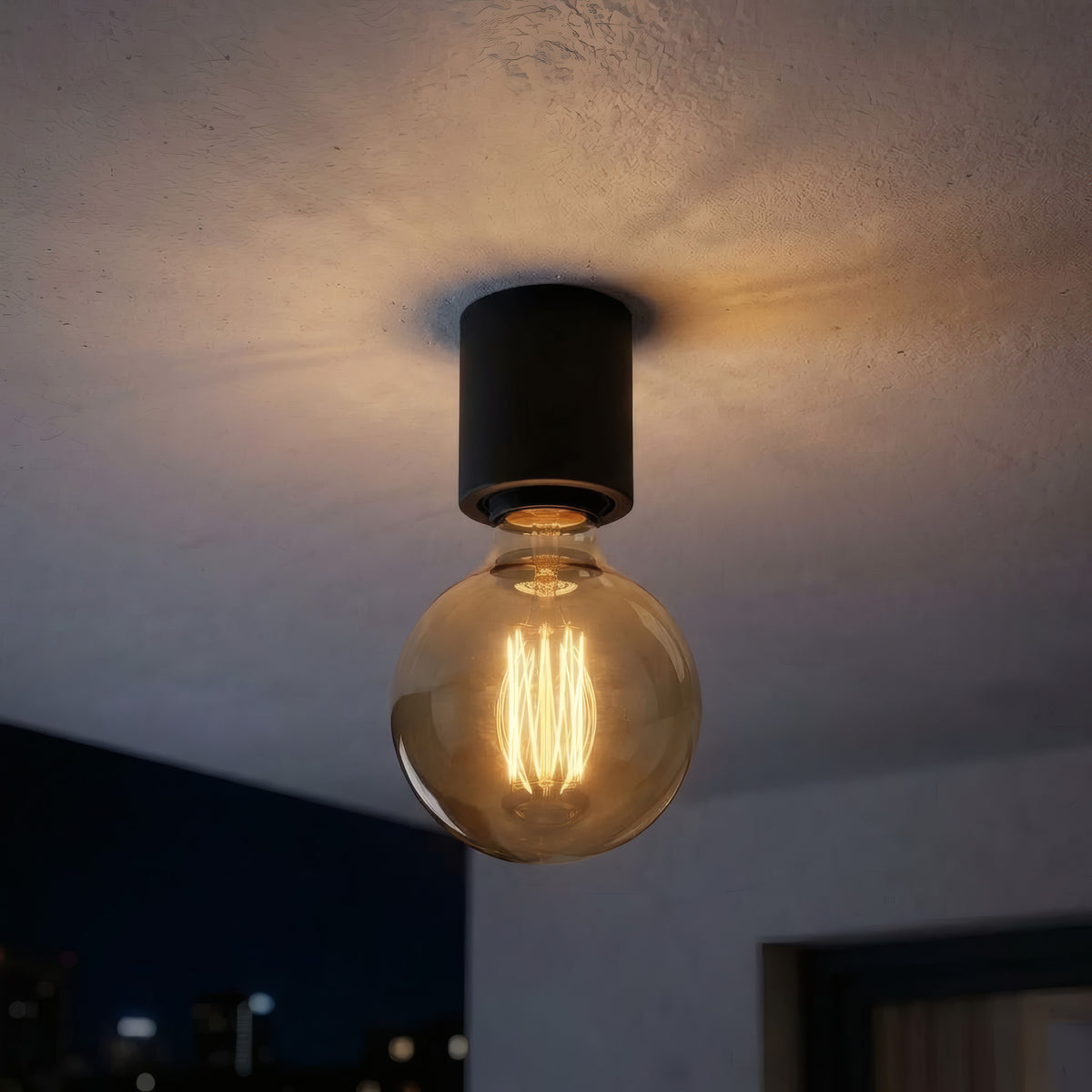 Portalampada E27 a parete o soffitto stagno IP44 — Nero
