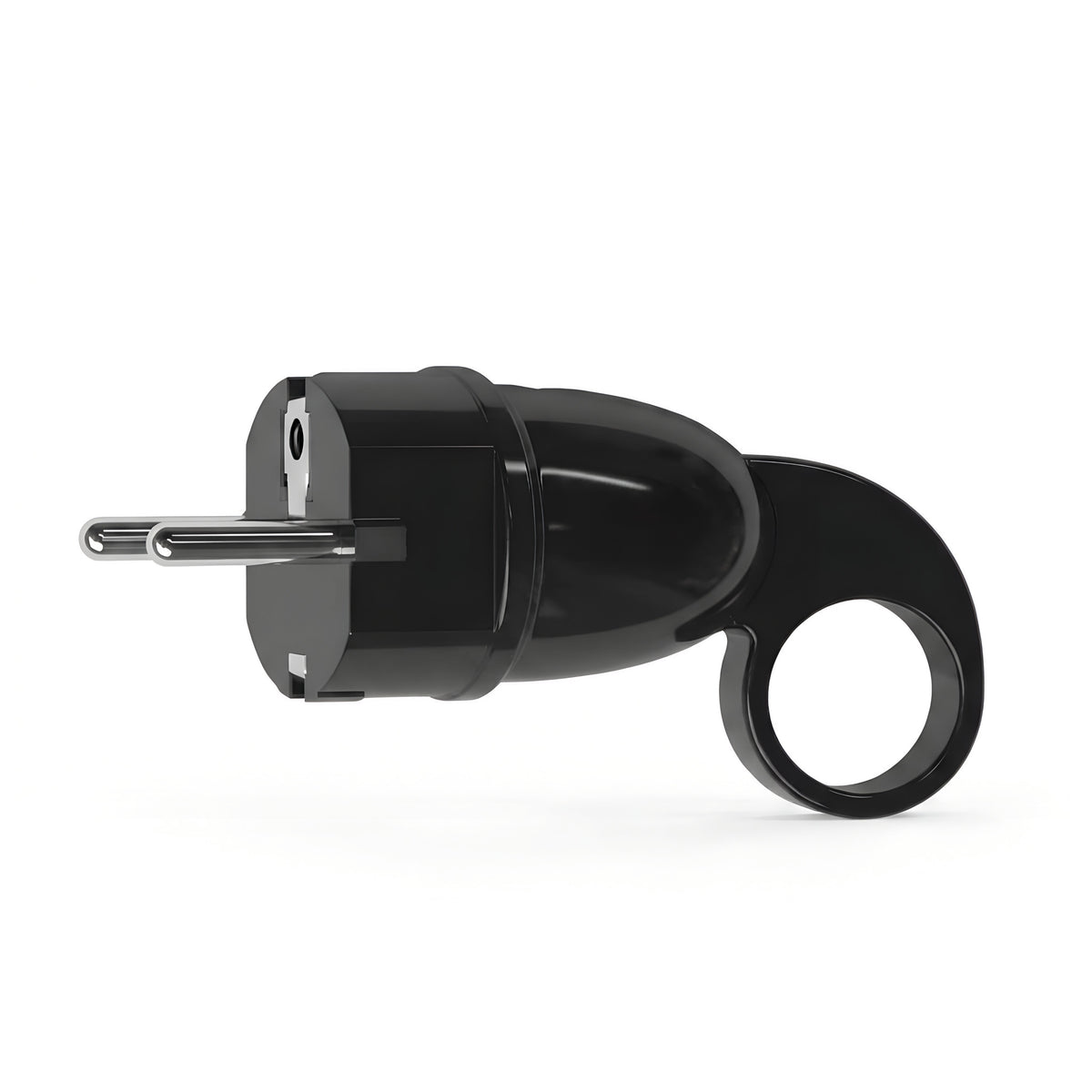 Spina maschio Schuko con anello estrattore — Nero