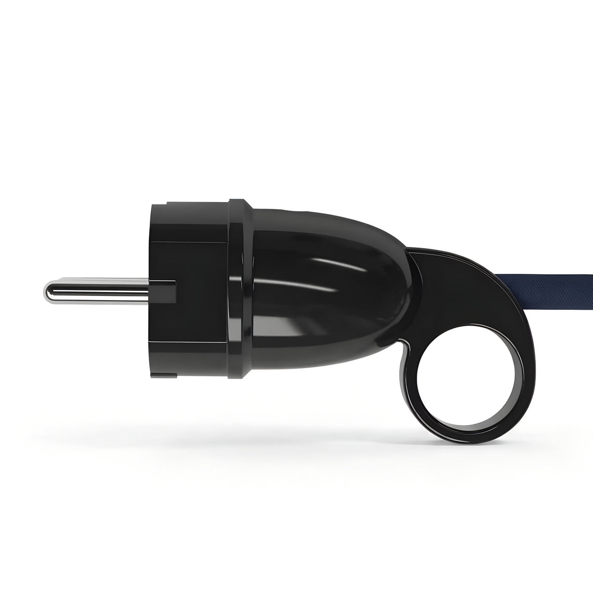 Spina maschio Schuko con anello estrattore — Nero