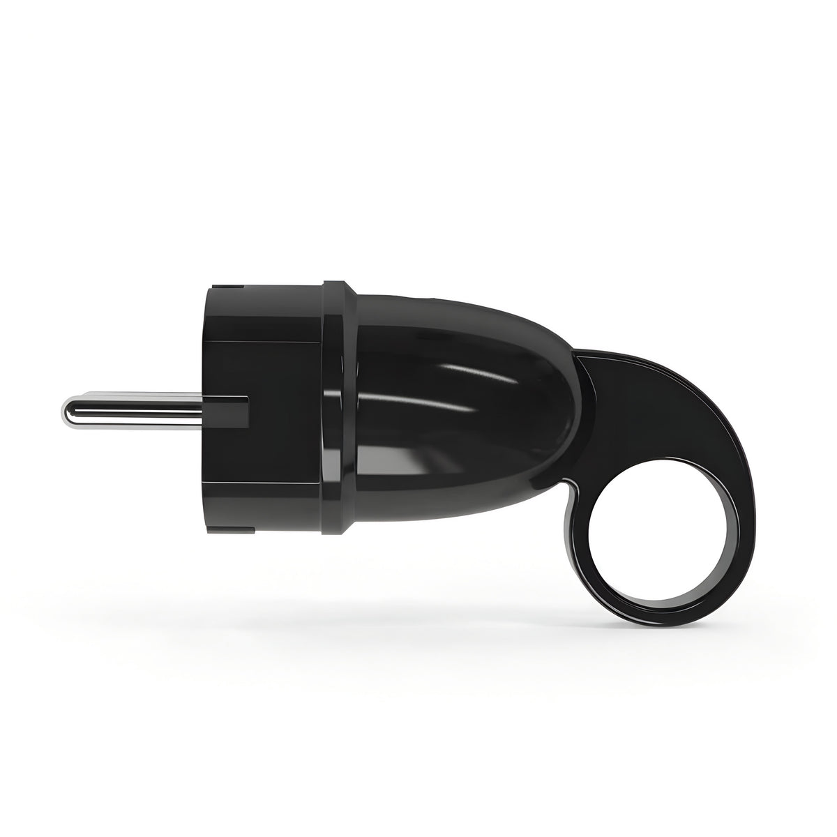 Spina maschio Schuko con anello estrattore — Nero