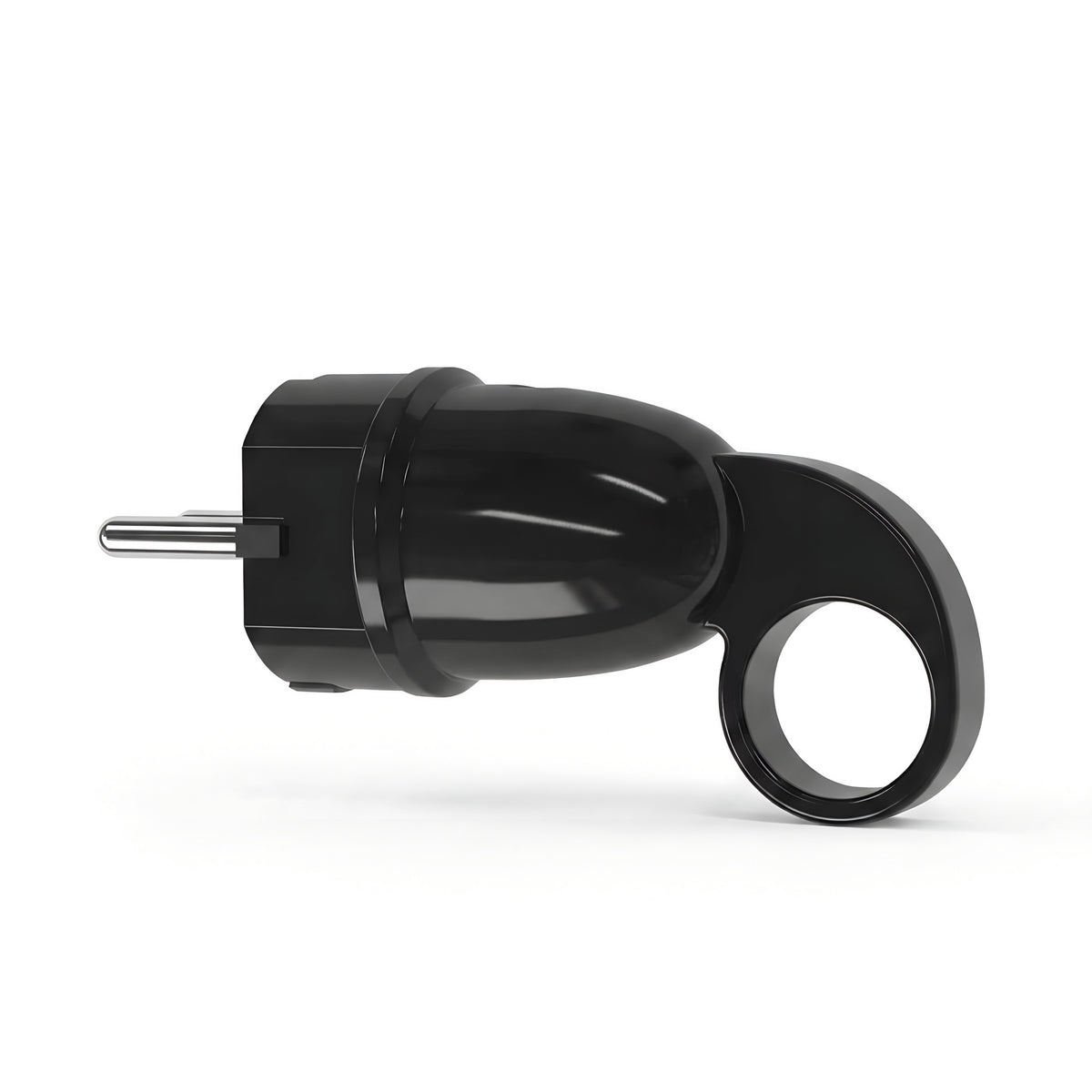 Spina maschio Schuko con anello estrattore — Nero