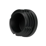 Tappo a lamelle nero per raccordo femmina 3/4″ 20x27, vista dal basso: corpo cavo e lamelle