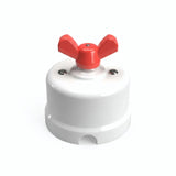 Deviatore in porcellana con galletto — Bianco / Rosso