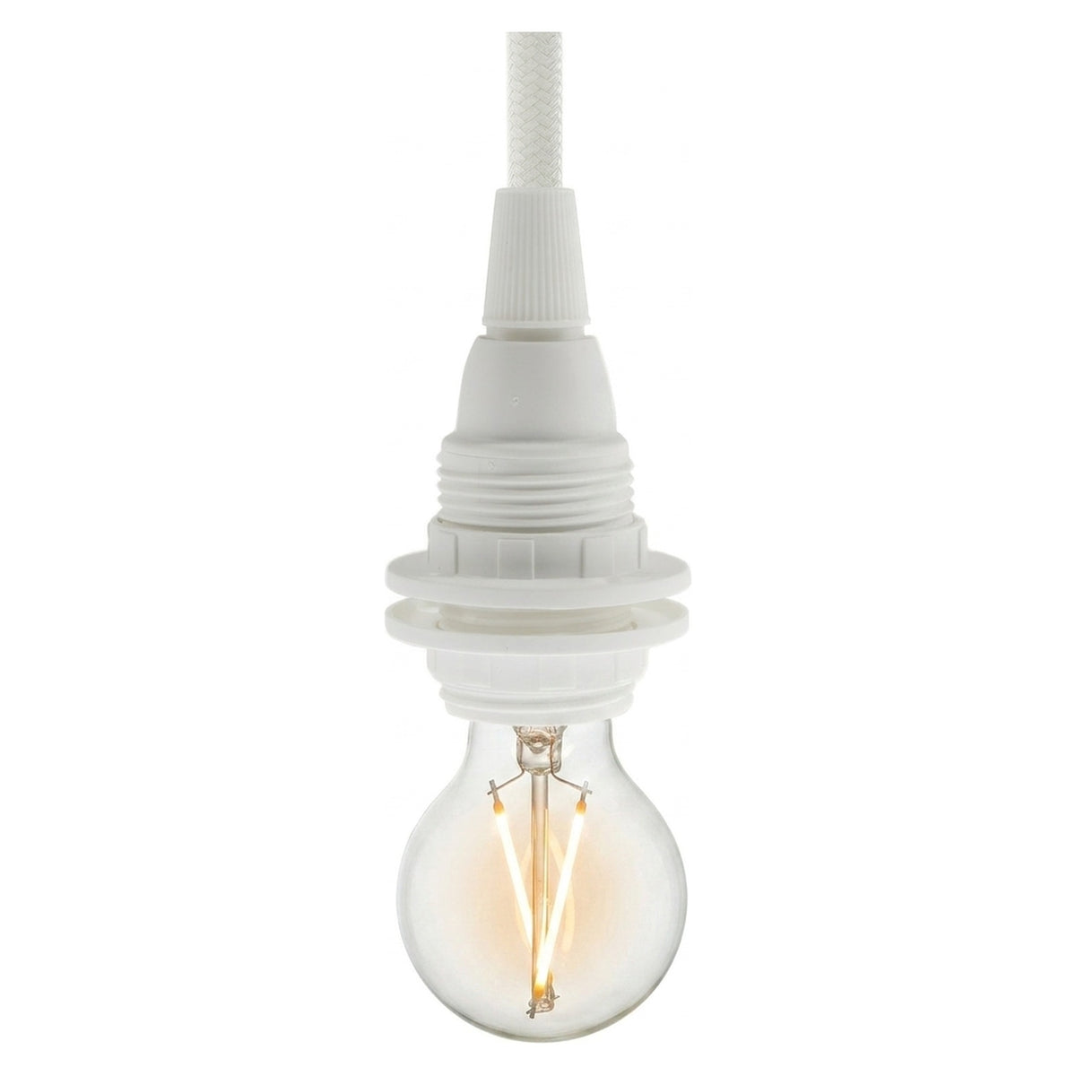 Portalampada E14 in termoplastica con doppia ghiera — Bianco