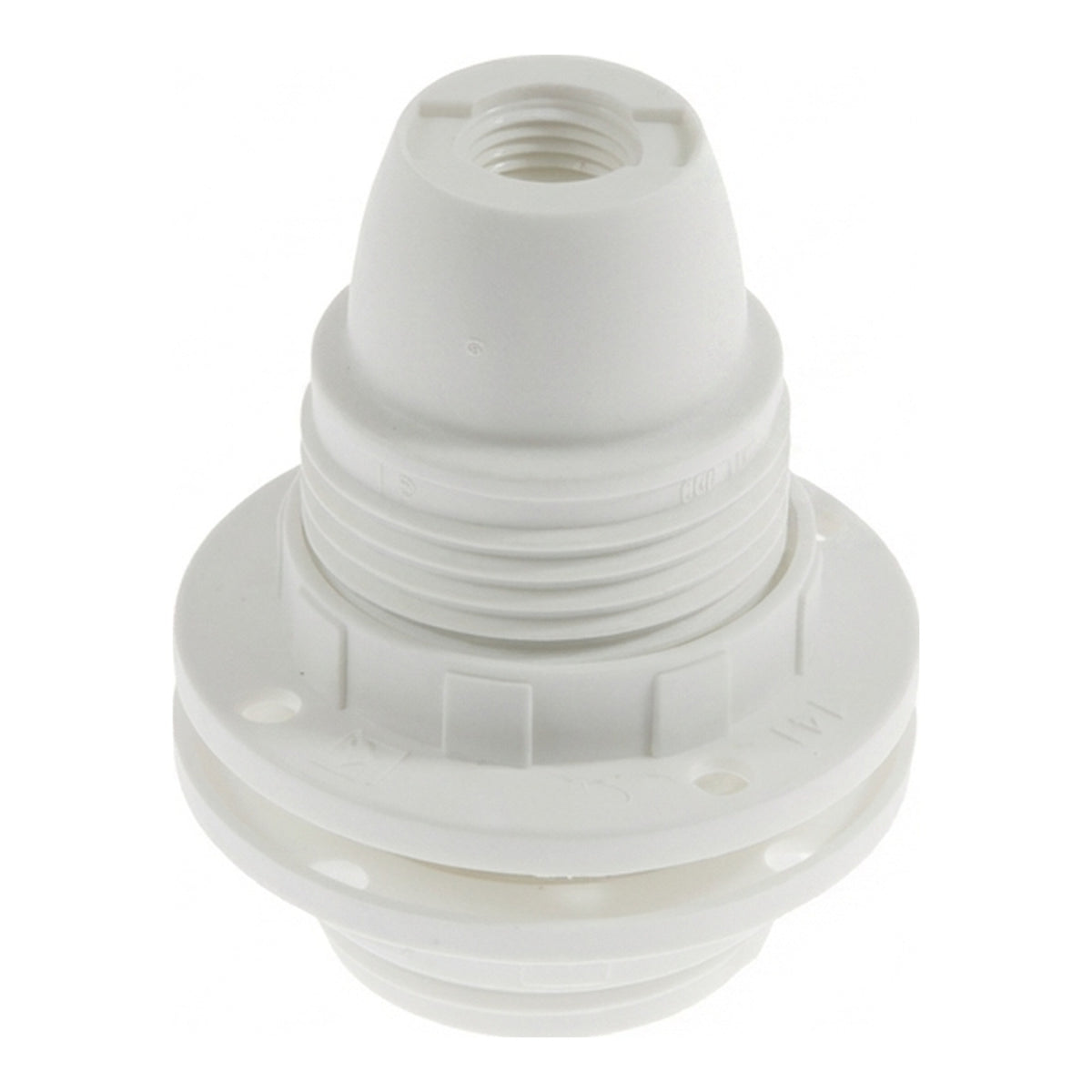 Portalampada E14 in termoplastica con doppia ghiera — Bianco