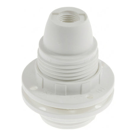 Portalampada E14 in termoplastica con doppia ghiera — Bianco