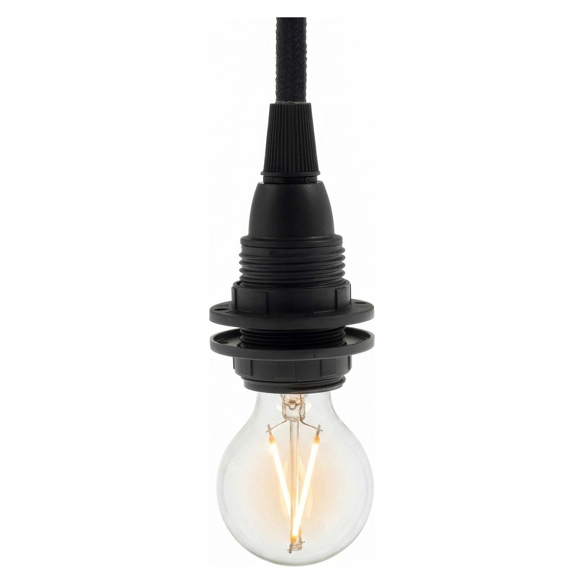 Portalampada E14 in termoplastica con doppia ghiera — Nero