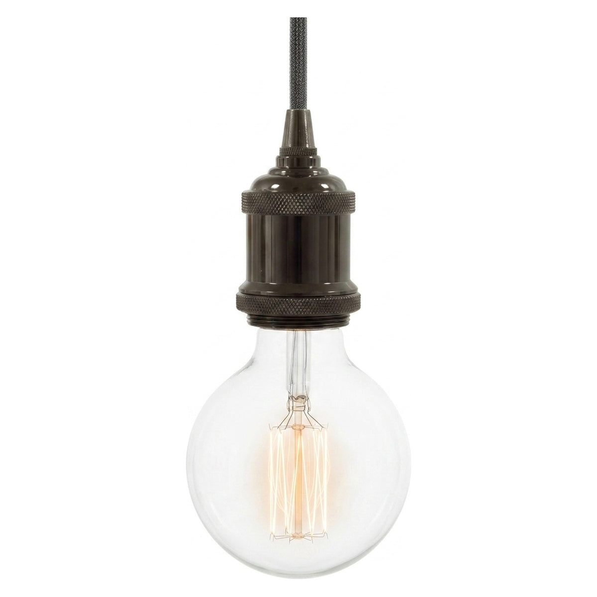 Portalampada E27 in alluminio vintage — Perla nera
