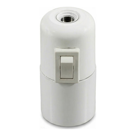 Portalampada E27 in bachelite con interruttore — Bianco