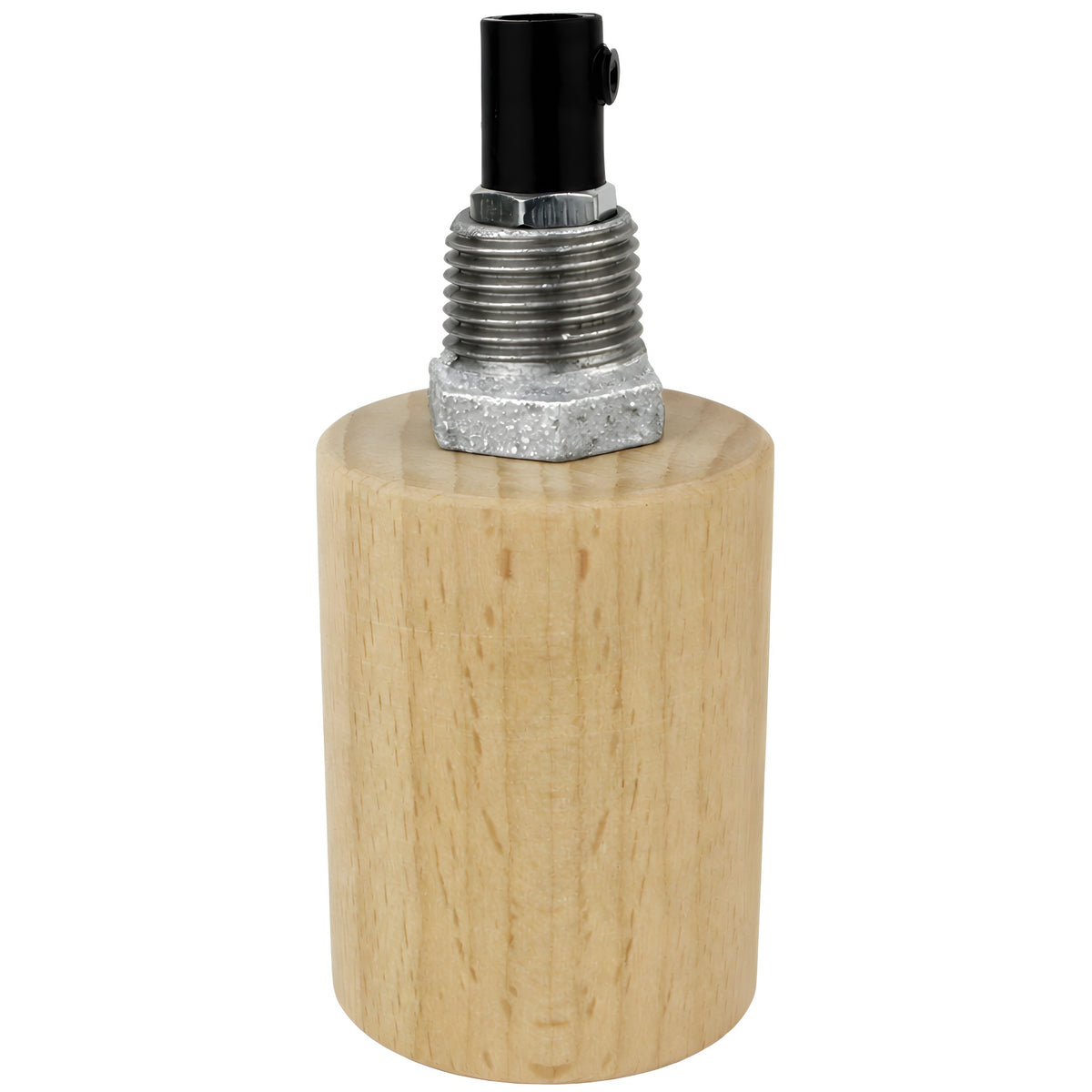 Kit portalampada E27 in legno naturale su raccordo 1/2'' (15x21mm) maschio in ghisa zincata