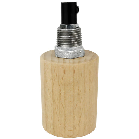 Kit portalampada E27 in legno naturale su raccordo 1/2'' (15x21mm) maschio in ghisa zincata