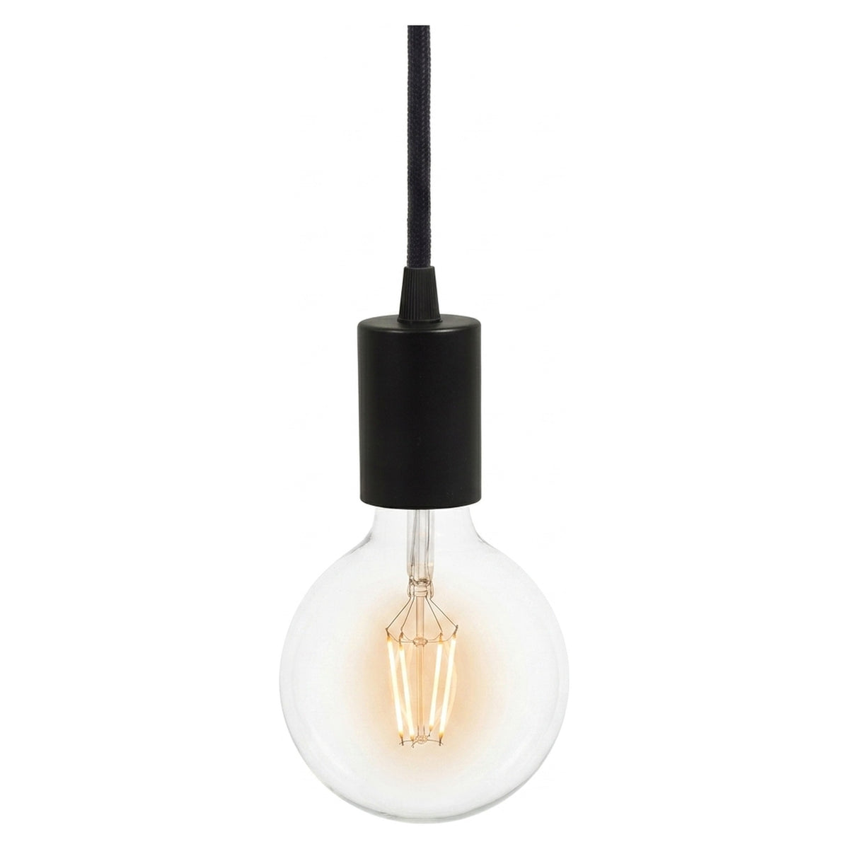 Portalampada E27 cilindrico in metallo — Conico in plastica / Nero