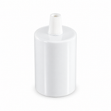 Kit portalampada E27 cilindrico in metallo — serracavo conico in plastica — bianco lucido — vista 1