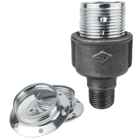 Kit portalampada E27 in metallo lucido color argento su raccordo 1/2'' (15x21mm) maschio in ghisa nera economica