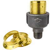Kit portalampada E27 in metallo lucido color ottone su raccordo 1/2'' (15x21mm) maschio in ghisa nera economica