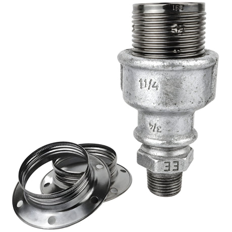 Kit portalampada E27 in metallo lucido nero su raccordo 1/2'' (15x21mm) maschio in ghisa zincata